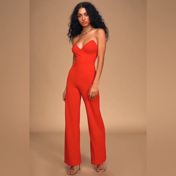 Lulus Pants - NWT Lulus Power Move Red Strapless Jumpsuit